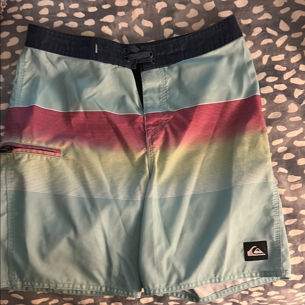 Quiksilver Men's Aqua and Red Board Shorts